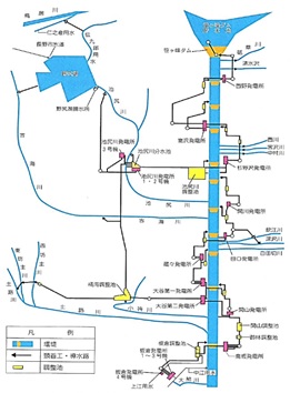 図２　関川水系水力発電所配置図